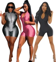 

YB6037 smooth short bodycon jumpsuit romper for women