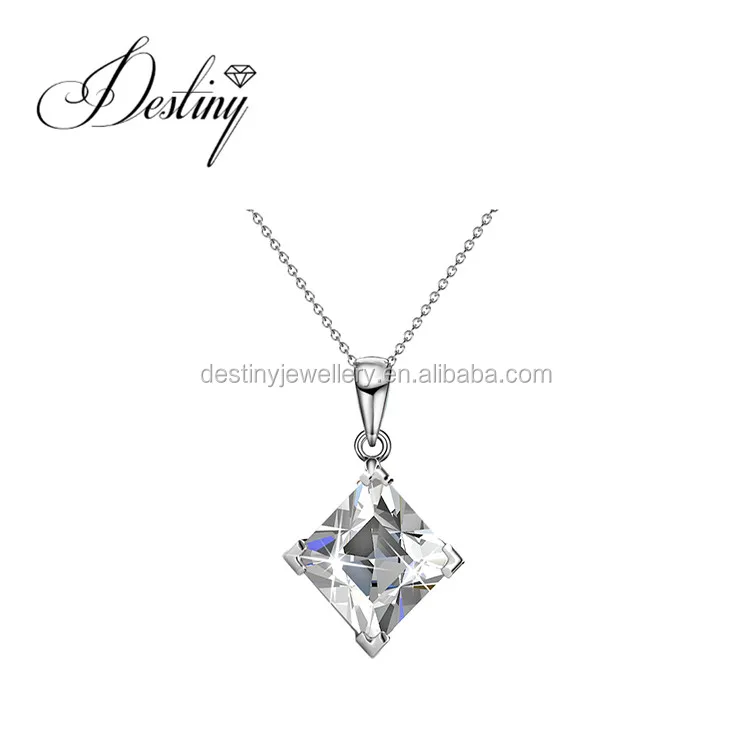 

Destiny Jewellery Guangzhou fashion wedding jewelry Square crystal Necklace for women, White,pink,black,blue and champagne