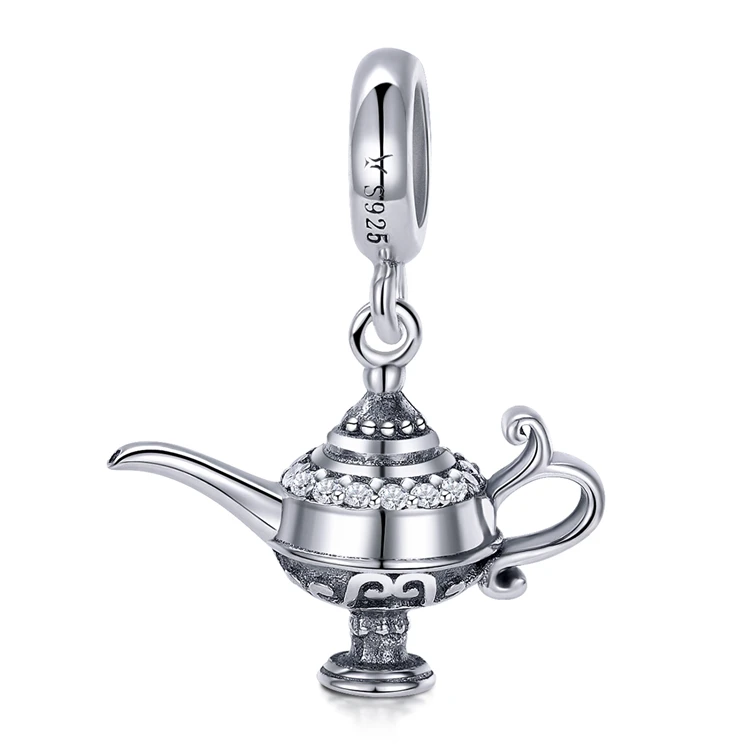 

Aladdin's Magic Lamp Charm Qings 925 Sterling Silver White Zircon Charm