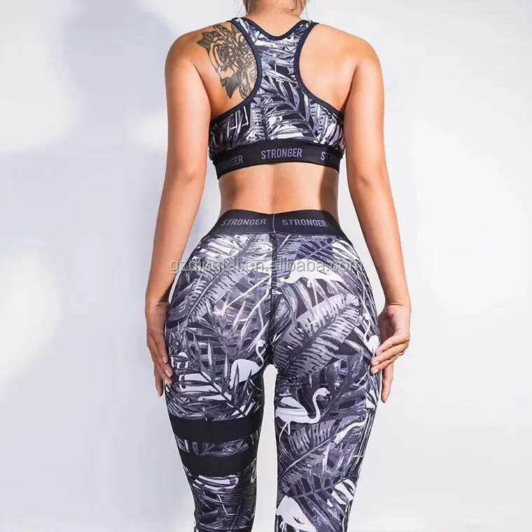 Custom Private Label Breathable Cartoon Printed Fitness Clothing Set