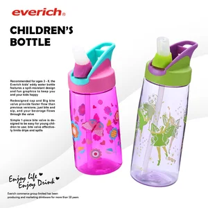 Image of Everich printed customized plastic children water vacuum bottle with straw