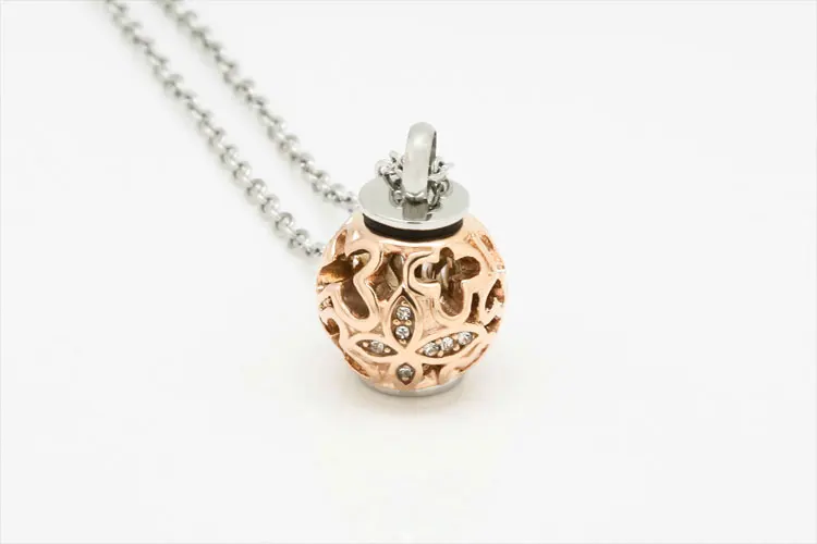 Cremation Jewelry Urn Pendant Necklace Hollow Diamond Butterfly Beads Engraved