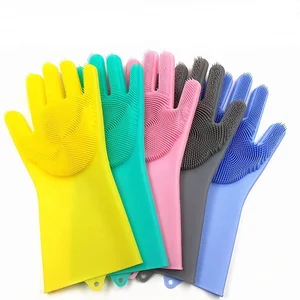 Image of High Sales Anti-slippery Silicone Dish washing Glove with scrubber