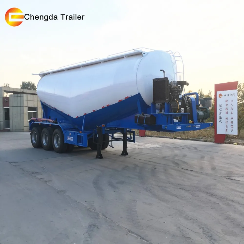 Chengda 3 Alxes Diesel Engine 50 Ton Tanker 45 Cbm Bulk Cement Tank Trailer
