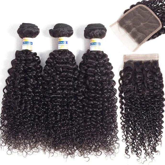 

Wholesale Unprocessed Raw Indian Hair Cuticle Aligned Hair Deep Curly Bundles, Natural color