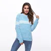 2018 Winter Women Latest Design Ladies Sweater Blue Furry Crewneck Sweater Knitwear Pullover