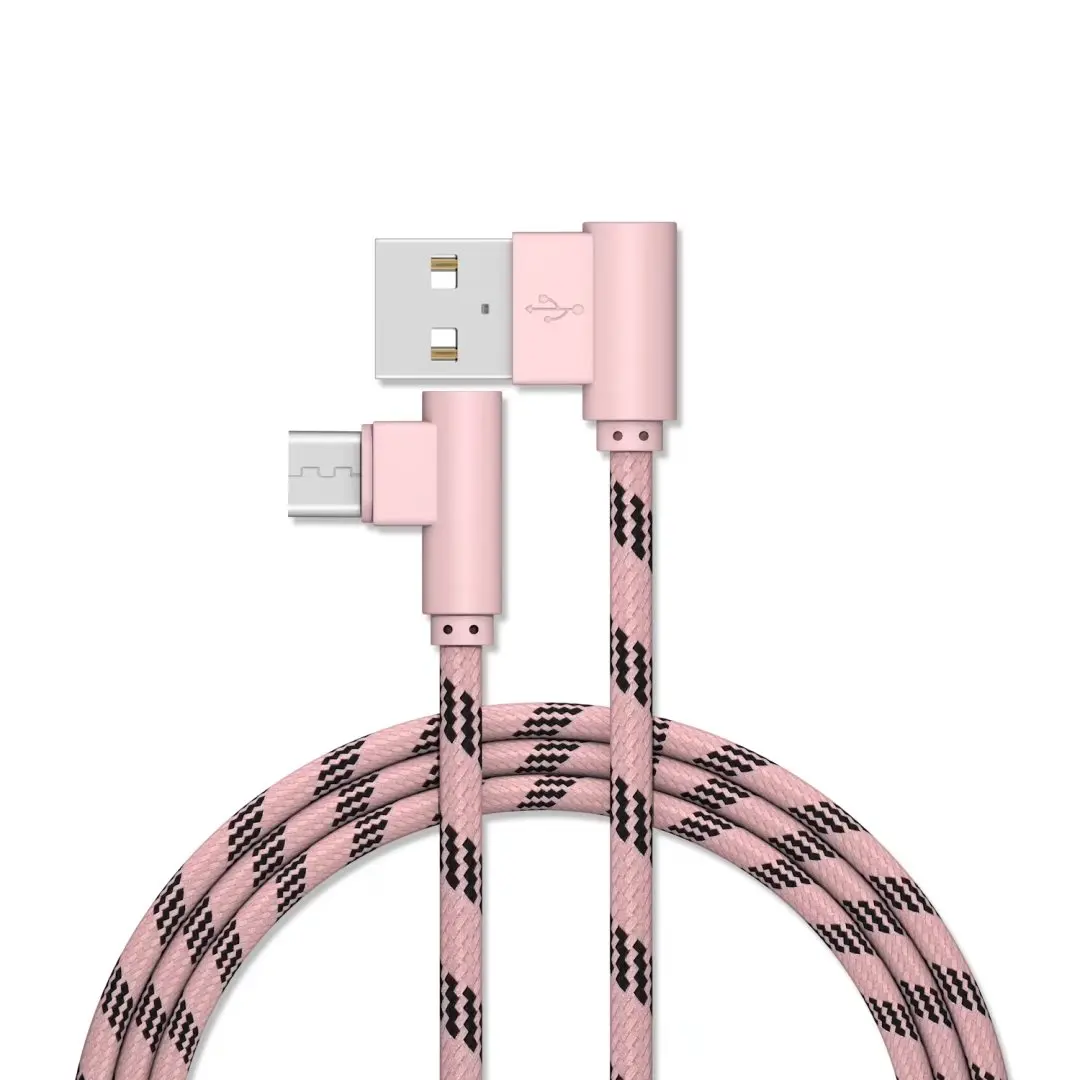 Micro USB cable 2.0 Fabric Braided Right Angle Micro 2.0 USB Cable A Male to Micro B Charge and Sync Cord for Android/Windows - ANKUX.COM