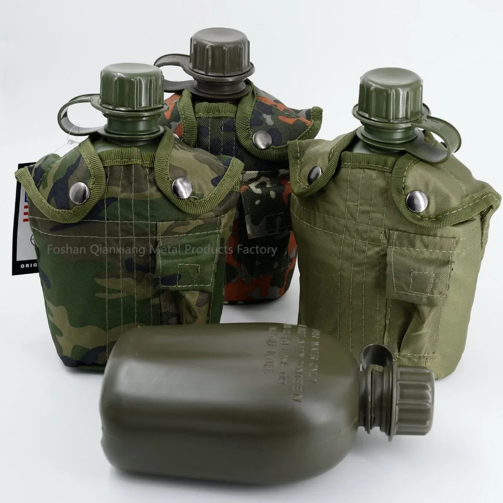 

1L plastic army water bottle military water canteen, Olive green or black or camo