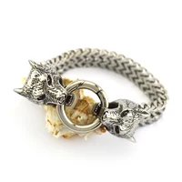 

High quality viking jewelry fashion jewelry wolf head pulseras de dragon acero bracelet biker punk bangles