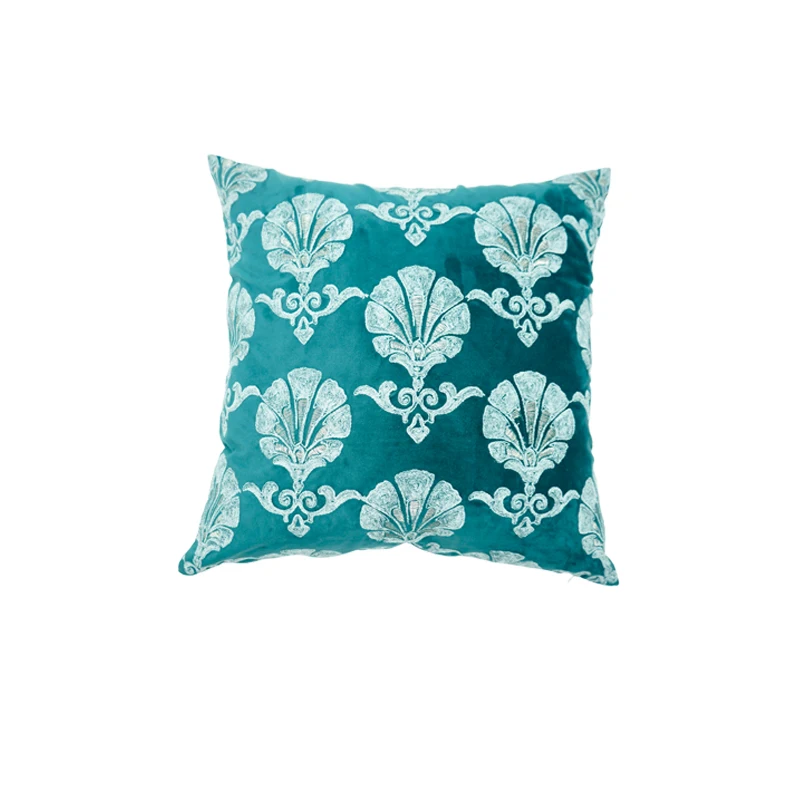 
Embroidery Velvet Throw Pillow Cover, Sapphire Blue Series Floral Soft Fuzzy Cozy Warm Slik Decorative Square Couch Cushion 