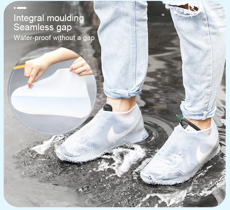 YOBEYI 2 Pairs Silicone Shoe Covers Reusable Waterproof No-Slip Rubber Rain Shoe Covers for Outdoor Walking Rain Boots 