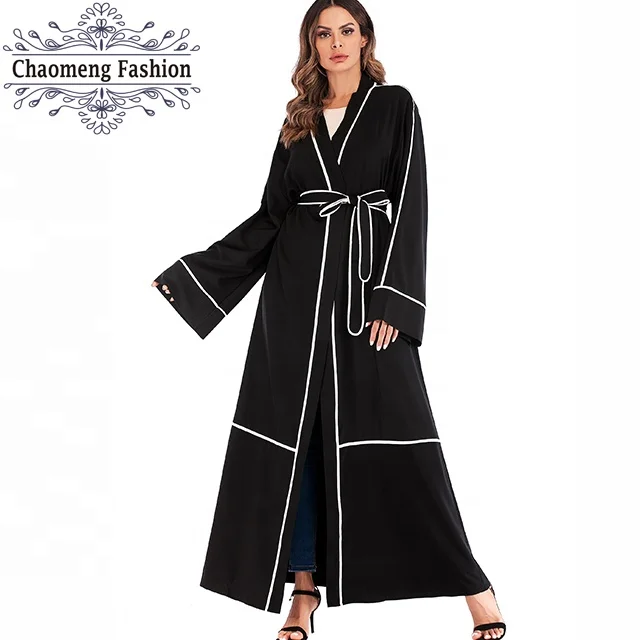 

1679# Long Coats for Muslim Lady Plain Black Khaki Abaya Collection Boutique Dubai Fashion