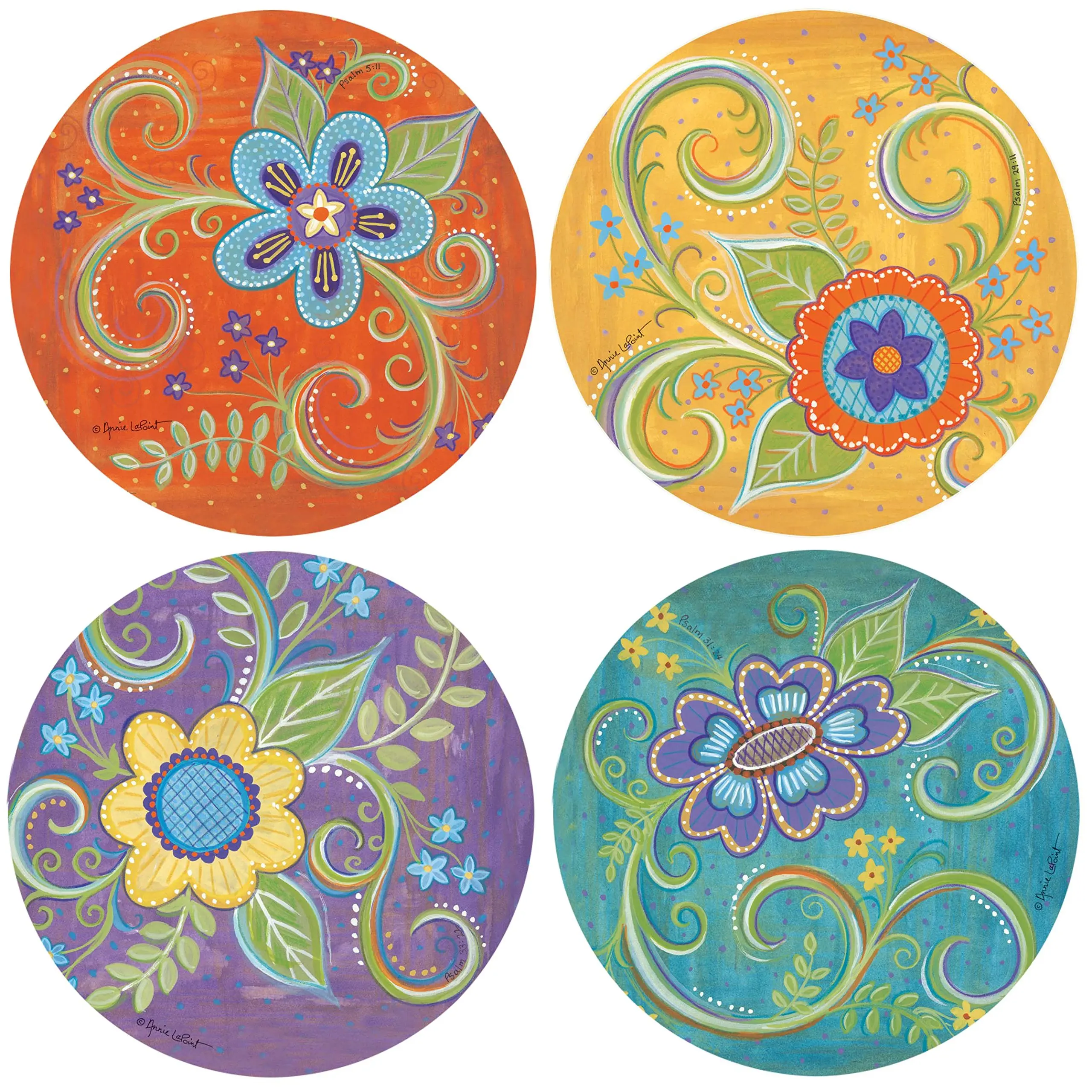 Thirstystone Stoneware Coaster Set, Gypsy Blossoms