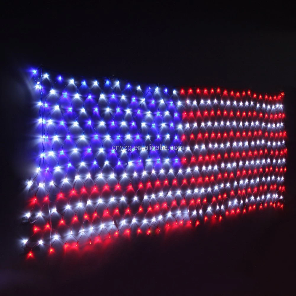 American Flag Lights With 420 Super Bright Leds Waterproof Led Flag Net ...