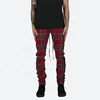 Wholesale mens joggers pants hip-hop ankle strap zip plaid track pants