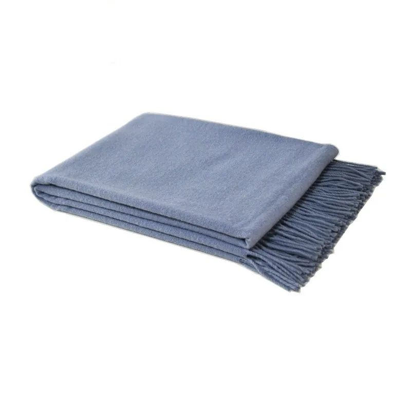 100% Wool Blue Solid Col Throw Woollen Blanket - Buy Woollen Blanket ...