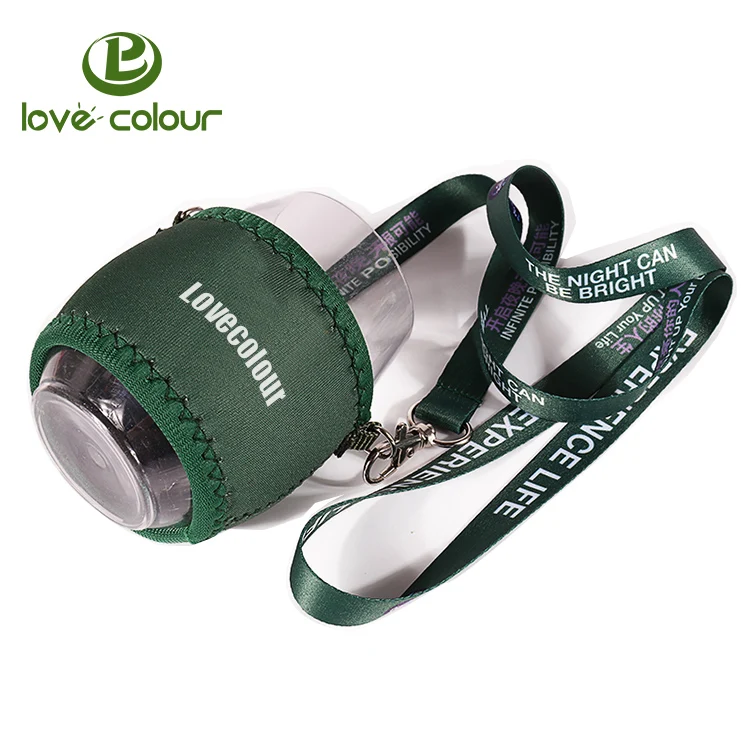 Polyester Custom Functional Lanyards With Neoprene Wine Glass Holder