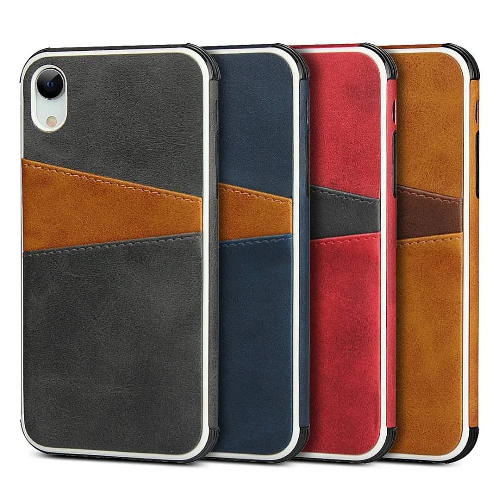 

iCoverCase Mobile Phone Back Shell Cover For iPhone XR X XS Max Leather Back Case For iPhone 8 7 6s 6 Plus, Black;blue;red;brown