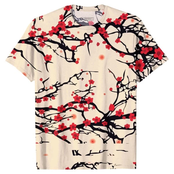 

t shirt 100% cotton mens floral cherry blossom t-shirt