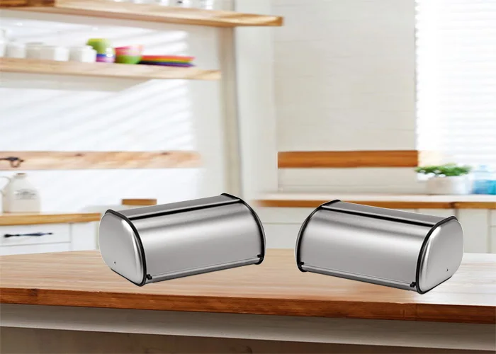 Household Deluxe Stainless Steel Rolltop Vacuum Bread Box With Soft Lid