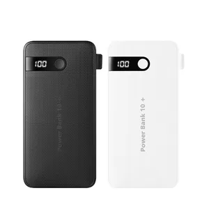 D M202 Slim 10000mAh Power Bank Built Cable