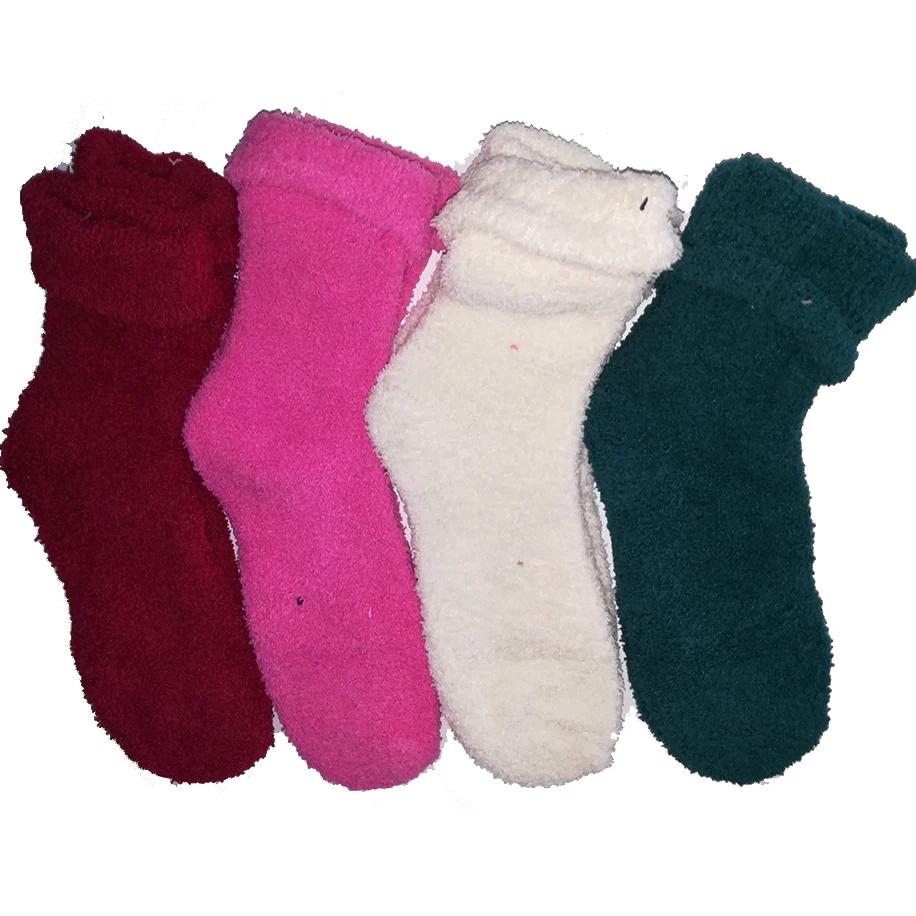 

Custom warm fuzzy socks women with folded cuff, Pink or customized color