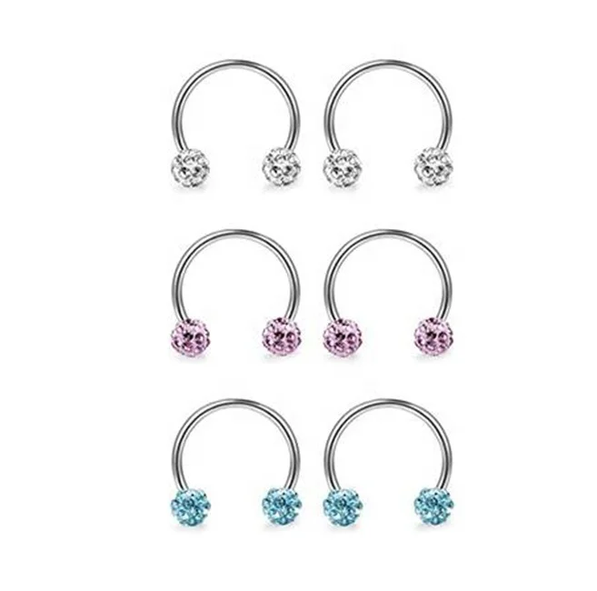 

gaby jewelry stainless steel piercing jewelry nipple ring, White;pink;blue