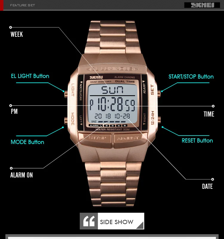 Роскошные брендовые наручные часы SKMEI 1381 с двойным временем из нержавеющей стали для мужчин