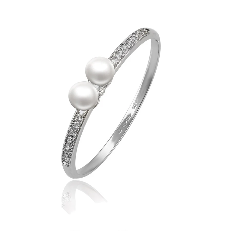 

51569 Xuping double pearl bangle charm bracelet,bangle stand designs,bangle sex, Rhodium color