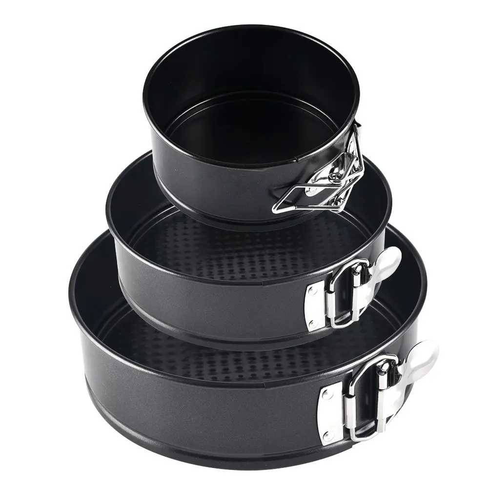 

Cake Pan 3 Pieces Set,Alotpower 4 Inch 7 Inch 9 Inch Non Stick Leakproof Round Cake Pan with Removable Bottom, Black