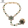 Expandable charm bangles fashion flower jewelry gold crystal retro hollowed-out leaf flower ring bangles set