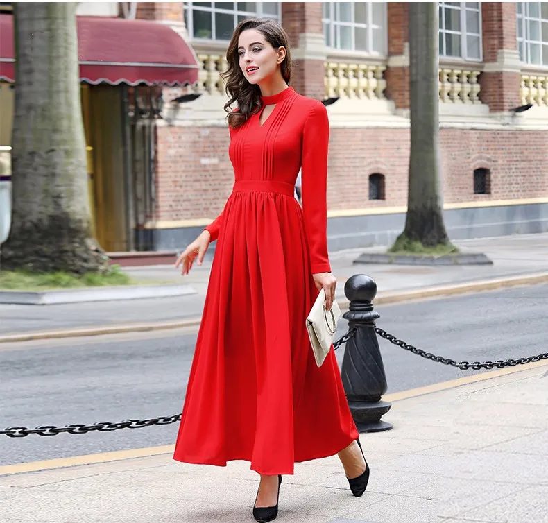 long maxi red dress