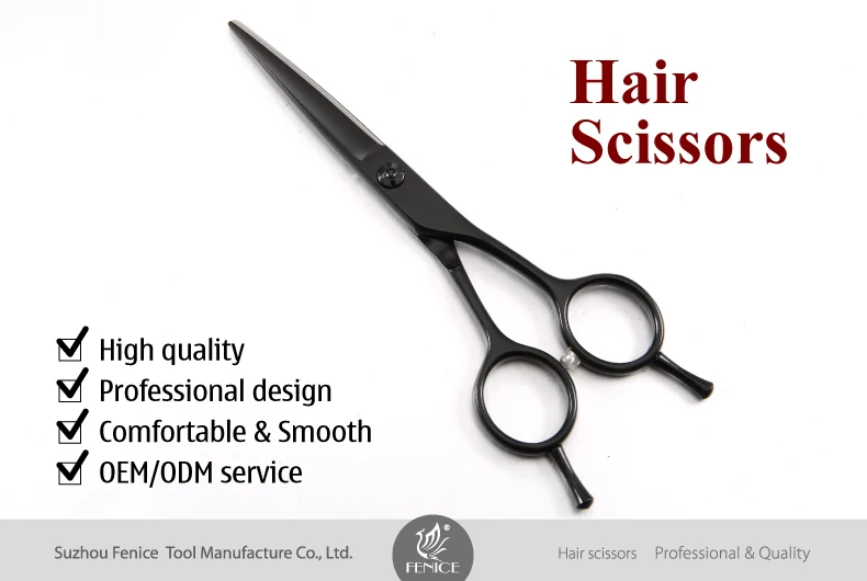 Fenice Black Titanium Hair Cutting Scissors Professional 440c Stainless Steel Hairdressing Shears