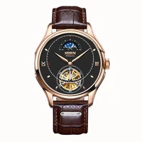 

automatic watch men luxury moon phase brown genuine leather stainless steel watch for men 2020 wrist watches men