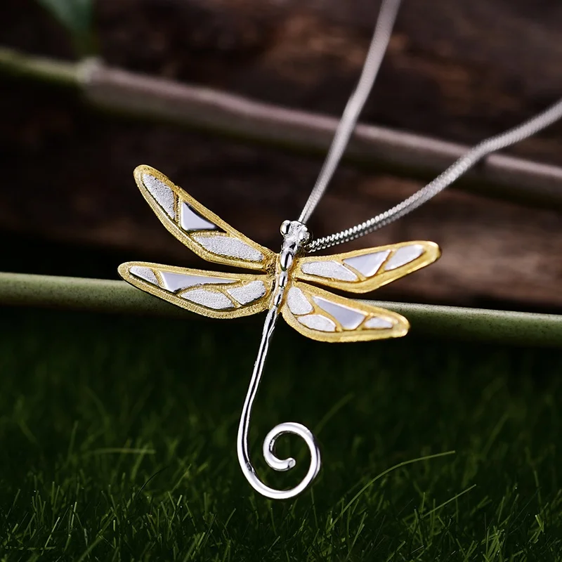 Fashion cute design 925 silver dragonfly pendant