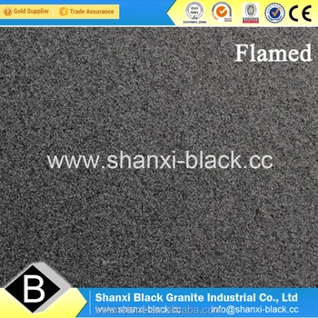 Shanxi Black Flamed Finish Granite Tiles Slabs China Black Flamed