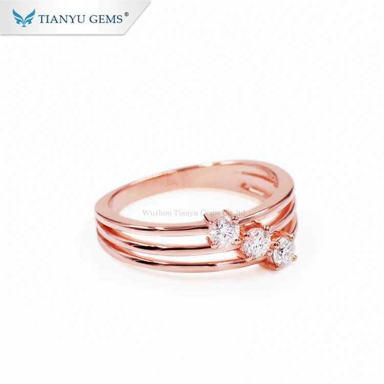 

tianyu jewelry wholesale 925 sterling silver rose gold plated moissanite wedding ring for women