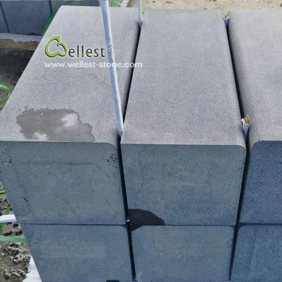 
Chinese black basalt stone blocks dark bluestone curb 