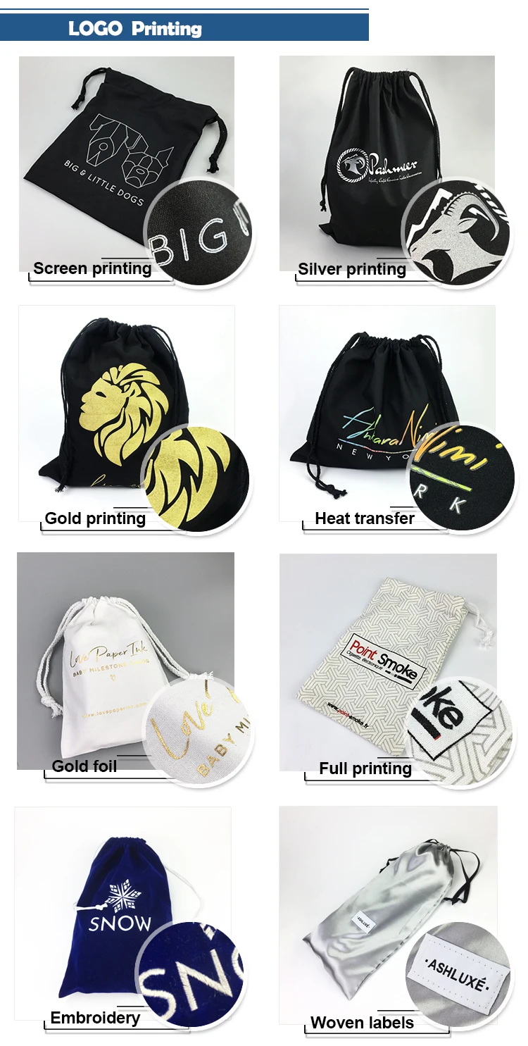 Top quality soft durable natural cotton handbag dust bags