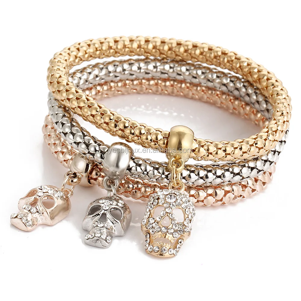 

corn chain bracelet set skull crystal flexible jewelry bracelet