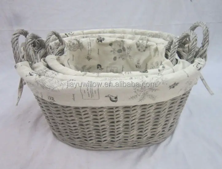 Wholesale White Or Natural Color Wicker Basket With 2 Side Handles