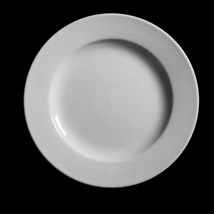 

Chinese manufactures of dishes to restaurant 10 inch ceramic flat dinner plate dishes for hotel, White