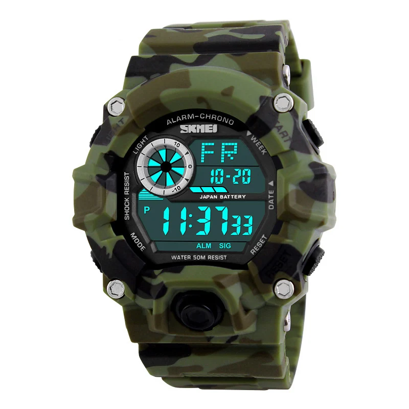 

Skmei 1019 camouflage watch digital branded men sport wrist watch waterproof, 6 colors