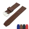 16/18/20mm watch band porous silicone strap red/blue/coffee adjustable rubber strap