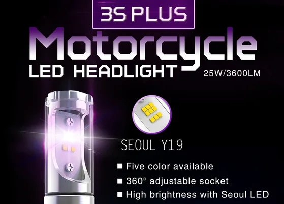 New five light color LED motorcycles headlight 25w 3600lm Seoul csp Y19 chips led light for motorcycle