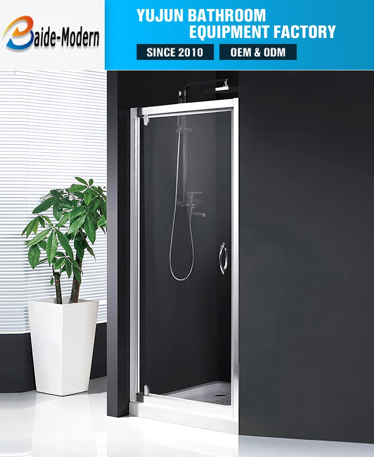 Aluminum Frame Glass Shower Door With Wide Frame Single Framed Pivot