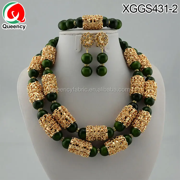 Queency Fashion Jewelry Beads Chain Nigerian Wedding Jewelry Set