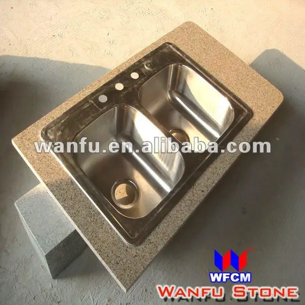 countertop with stainless steel double sink