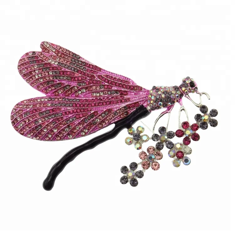 

multicoloured rhinestone enamel large animal dragonfly brooch, As picture