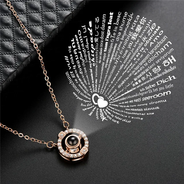 

2021 New Arrival 100 lenguas dije te amo 100 Languages I LOVE YOU Memory Of Heart Necklace, Silver/gold color